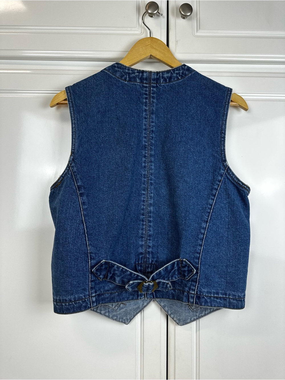 Pierre Cardin Denim Vest with Multi-Color Embroidered Panels - Picture 7 of 10